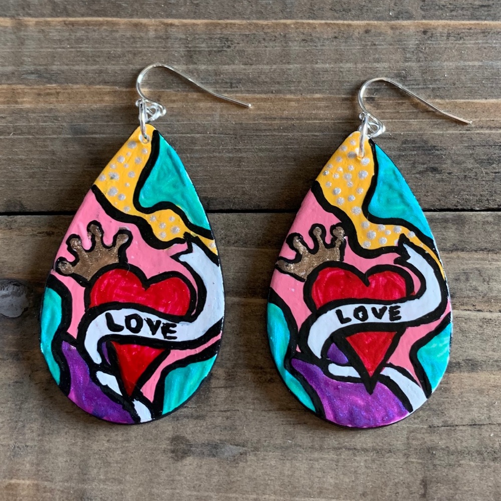 Tattoo inspired artwork earrings